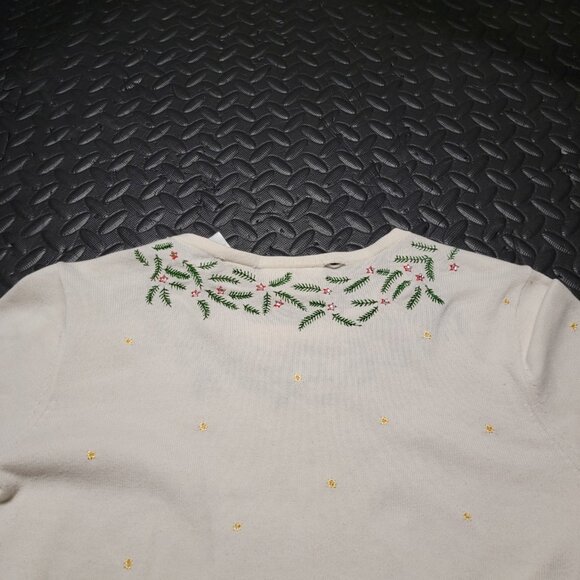 Women's Christmas Sweater by Liz Claiborne, Crewneck, Holly and Star Design, S - Picture 13 of 16
